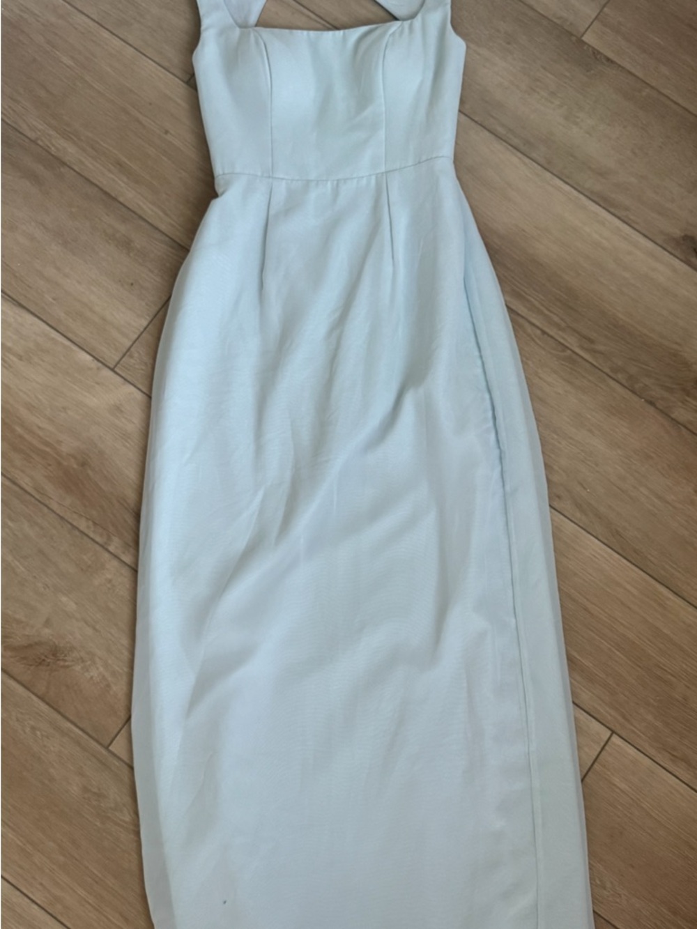 Azazie White Maxi Dress with Square Neck Color: mist